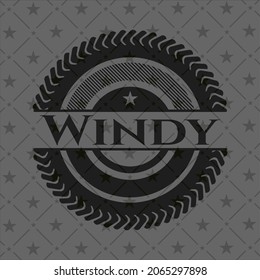 Emblema negro de viento. Ilustración vectorial. Detallado. 