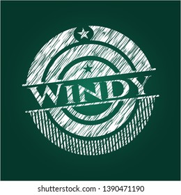 Windy chalkboard emblem. Vector Illustration. Detailed.