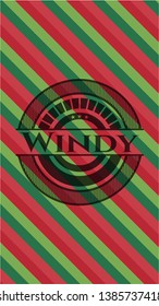 Windy christmas badge background. Vector Illustration. Detailed.