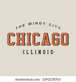 THE WINDY CITY CHICAGO ILLINOIS, Graphic design print t-shirts fashion, illustration, vector, posters, cards, stickers, mug