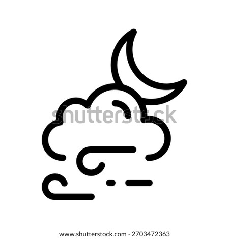 Windy Cloud with Crescent Moon Icon Set – Stylish Night Weather Symbols Collection for Apps, UI, and Web Design
