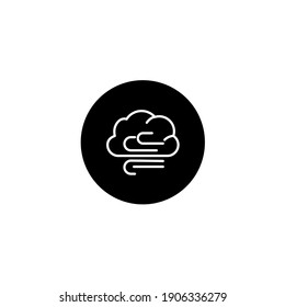 Windy cloud icon in black round style. Weather and season icons