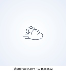 Windy cloud, vector best gray line icon on white background, EPS 10