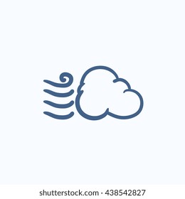 Windy cloud vector sketch icon isolated on background. Hand drawn Windy cloud icon. Windy cloud sketch icon for infographic, website or app.