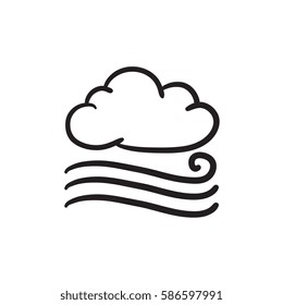 Windy cloud vector sketch icon isolated on background. Hand drawn Windy cloud icon. Windy cloud sketch icon for infographic, website or app.