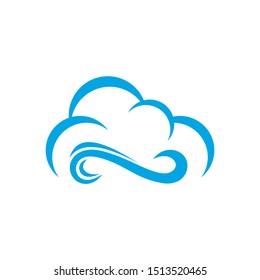 Windy cloud weather icon design vector template