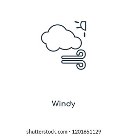 Windy concept line icon. Linear Windy concept outline symbol design. This simple element illustration can be used for web and mobile UI/UX.