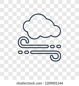 Windy concept vector linear icon isolated on transparent background, Windy concept transparency concept in outline style