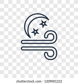 Windy concept vector linear icon isolated on transparent background, Windy concept transparency concept in outline style