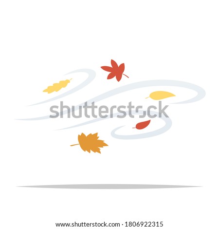 Windy day blowing autumn leaves vector isolated illustration