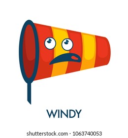 Windy day symbol in shape of nettle with confused face
