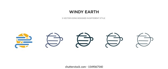 windy earth icon in different style vector illustration. two colored and black windy earth vector icons designed in filled, outline, line and stroke style can be used for web, mobile, ui