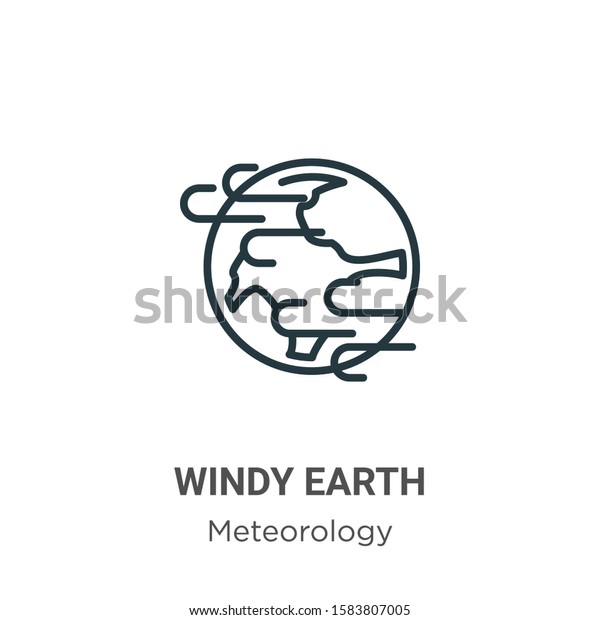 Windy earth outline\
vector icon. Thin line black windy earth icon, flat vector simple\
element illustration from editable meteorology concept isolated on\
white background
