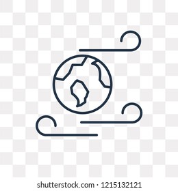 Windy Earth vector outline icon isolated on transparent background, high quality linear Windy Earth transparency concept can be used web and mobile