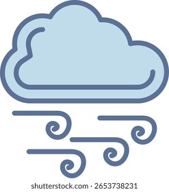 Icono de tono azul lleno de viento