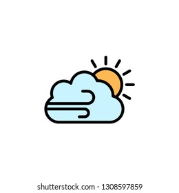 Windy flat vector icon sign symbol