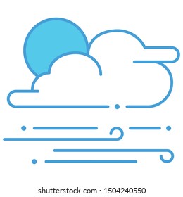 Windy icon blue lineal color vector illustration