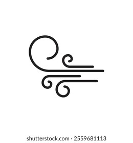 Windy icon Flat art in black and white isolated