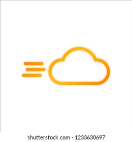 Windy icon. Linear, thin outline. Orange sign with low light on white background