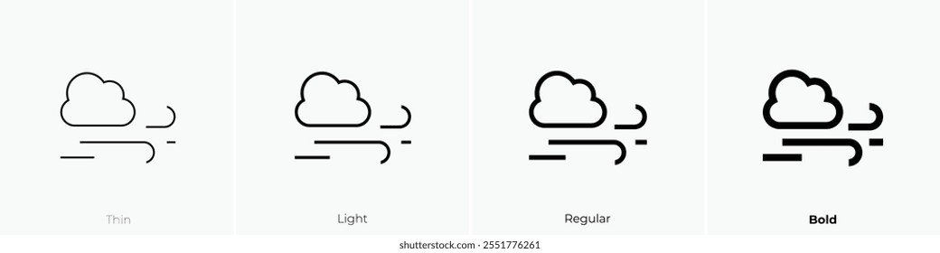 ícone do vento. Design fino, leve, regular e negrito, isolado no fundo branco