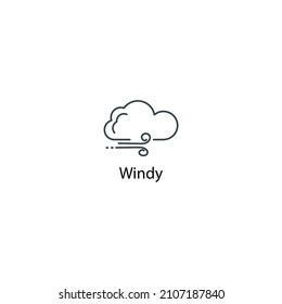 Windy icon thin line stock illustration. Weather forecast line icon, isolated on white background, weather stroked symbol. 