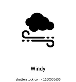 Windy icon vector isolated on white background, logo concept of Windy sign on transparent background, filled black symbol