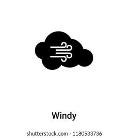 Windy icon vector isolated on white background, logo concept of Windy sign on transparent background, filled black symbol