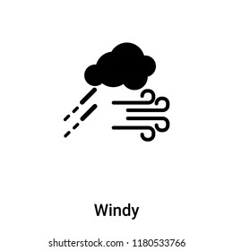 Windy icon vector isolated on white background, logo concept of Windy sign on transparent background, filled black symbol