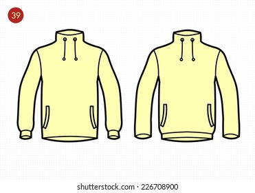 Windy Jacket with chest zipper and side pockets, a) loose waist b) loose wrists