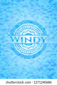 Windy light blue emblem with mosaic background