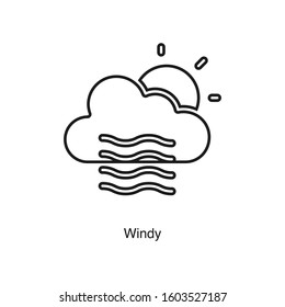 Windy linear icon vector on white background. Black icon illustration