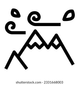 The windy mountain icon portrays a rugged mountain surrounded by swirling gusts of wind, capturing the dynamic and untamed nature of the environment.