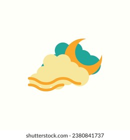 windy, night flat icon, isolated icon in light background, perfect for website, blog, logo, graphic design, social media, UI, mobile app