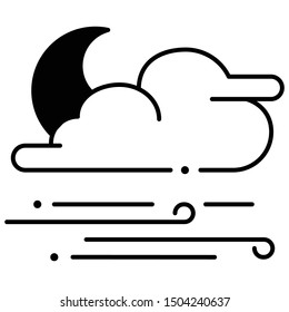 Windy night icon fill vector illustration