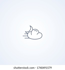 Windy night, Vektor best gray line icon on white background, EPS 10