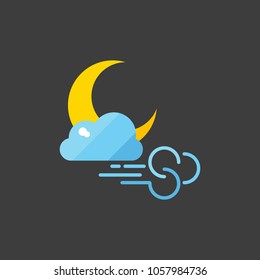windy night vector icon