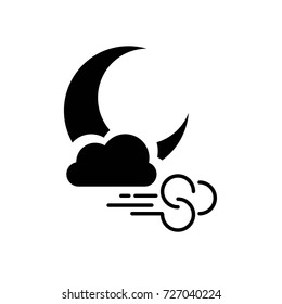 windy night vector icon