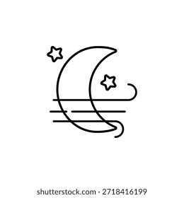 Ícone de vetor de noite ventosa. Estilo de linha do ícone do tempo. uso perfeito para logotipo, apresentação, site e muito mais.