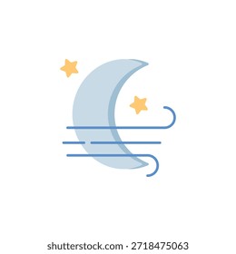 Ícone de vetor de noite ventosa. Estilo plano do ícone do tempo. uso perfeito para logotipo, apresentação, site e muito mais.