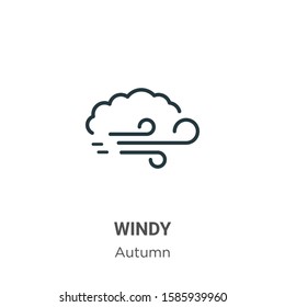 Windy outline vector icon. Thin line black windy icon, flat vector simple element illustration from editable autumn concept isolated on white background