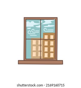 Viento fuera del icono de la línea de color de la ventana. Pictograma para página web, aplicación móvil, promoción.