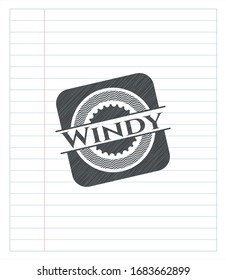 Windy pencil strokes emblem. Vector Illustration. Detailed.