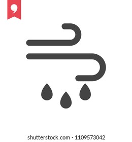 Windy rainy day vector icon