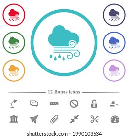 Iconos de color planos y eólicos en forma de círculo. 12 íconos adicionales incluidos.