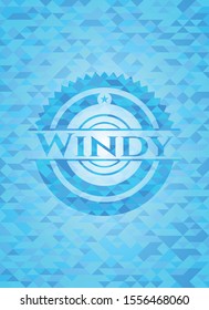 Windy realistic sky blue emblem. Mosaic background