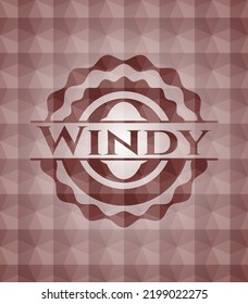 Windy red geometric emblem. Seamless. 