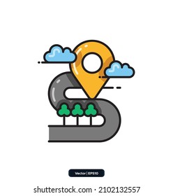 Windy Road Icon. Map And Navigation Icons. Icons Included Maps, Location And Navigation Icons. Collection Of High Quality Vector Icons. 