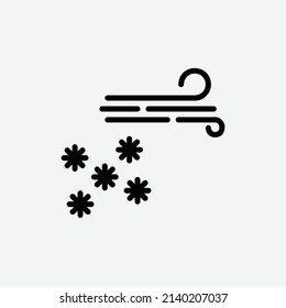  windy snow icon, isolated weather outline icon in light grey background, perfect for website, blog, logo, graphic design, social media, UI, mobile app, vector illustration