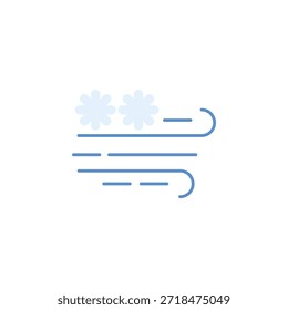 Ícone de vetor de neve com vento. Estilo plano do ícone do tempo. uso perfeito para logotipo, apresentação, site e muito mais.