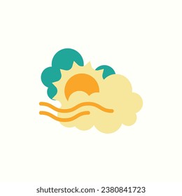 windy, sunny flat icon, isolated icon in light background, perfect for website, blog, logo, graphic design, social media, UI, mobile app